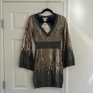 Gray and Gold Sequin Dress